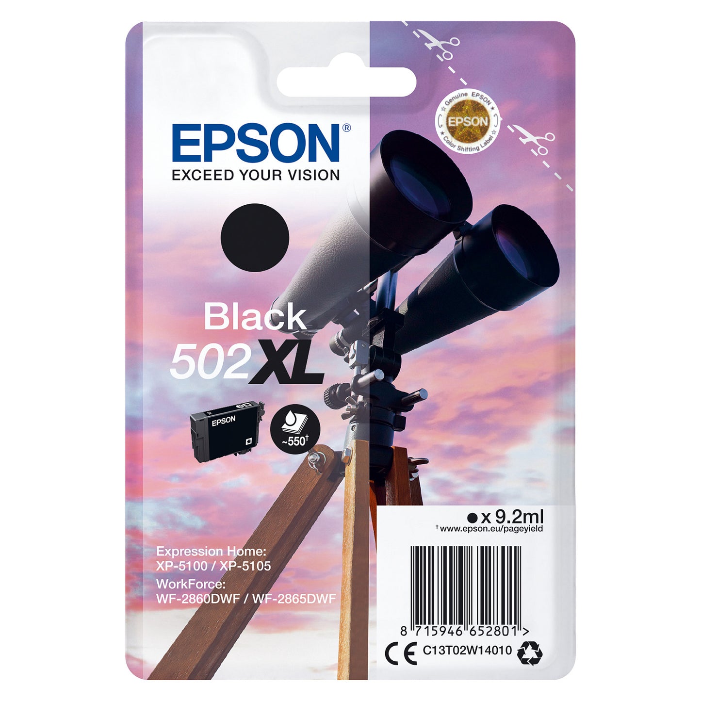 Epson Tinte 502XL C13T02W14010 Schwarz bis zu 550 Seiten
