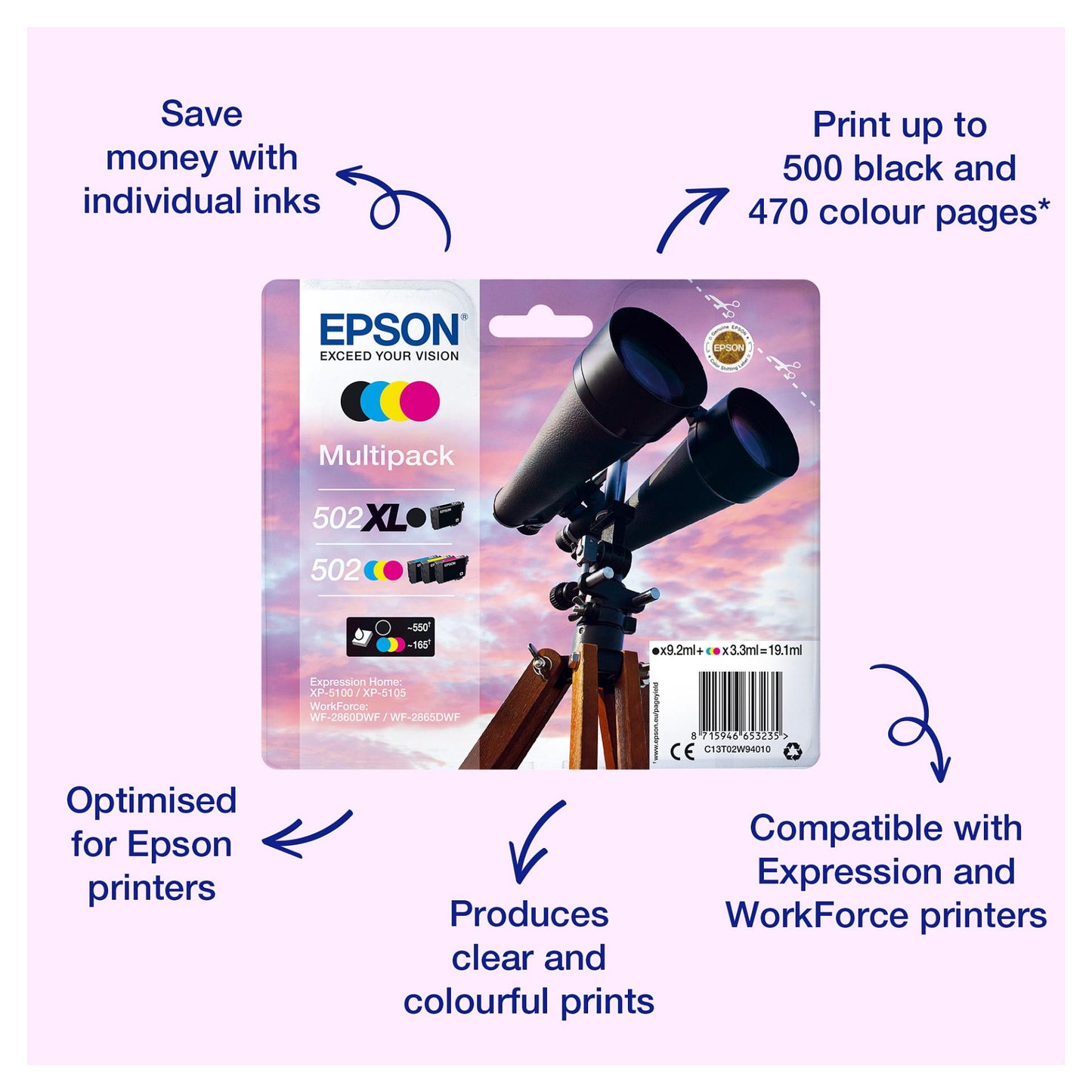 Epson Tinte 1LB Singlepack Cyan 502XL Ink