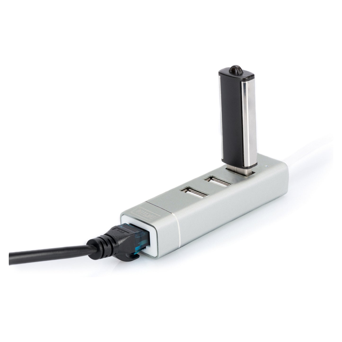 DIGITUS USB Adapter USB2.0/C -> RJ45 Ethernet+3-Port-Hub wei