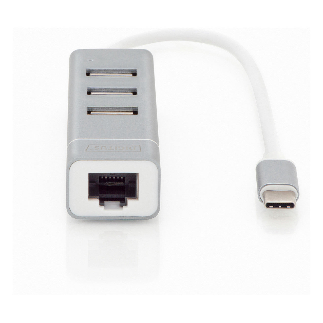 DIGITUS USB Adapter USB2.0/C -> RJ45 Ethernet+3-Port-Hub wei