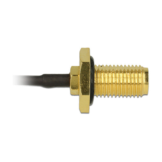 DELOCK Antennenkabel SMA Buchse zum Einbau > MHF /U.FL-LP-068 kompatibler Stecker 100mm 1.13 Gewindelnge 10mm spritzwassergescht