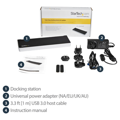 D StarTech Triple-Video Laptop Dockingstation - USB 3.0 - Docking Station