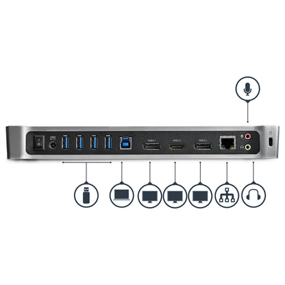 D StarTech Triple-Video Laptop Dockingstation - USB 3.0 - Docking Station