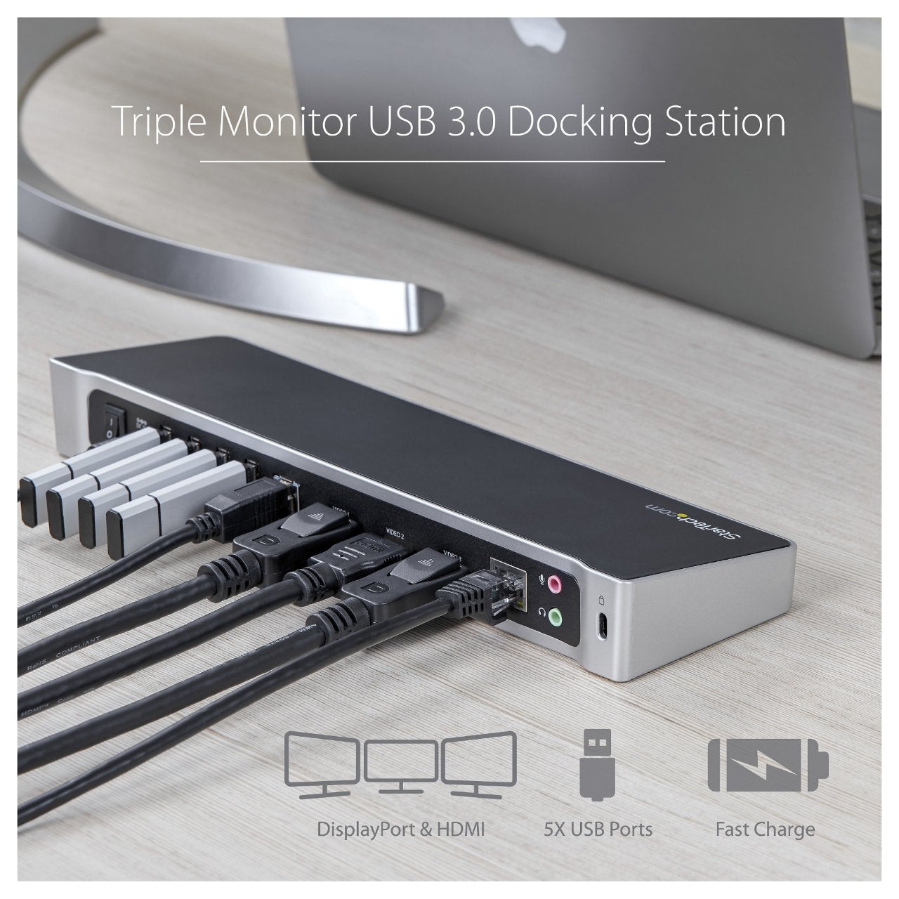 D StarTech Triple-Video Laptop Dockingstation - USB 3.0 - Docking Station
