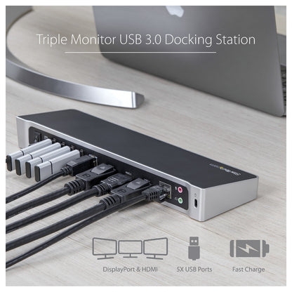 D StarTech Triple-Video Laptop Dockingstation - USB 3.0 - Docking Station