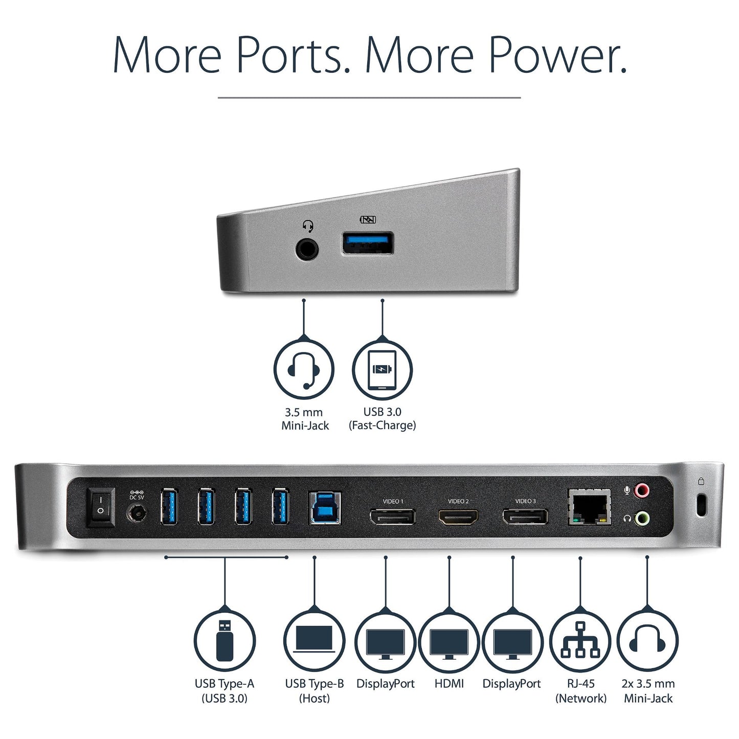 D StarTech Triple-Video Laptop Dockingstation - USB 3.0 - Docking Station