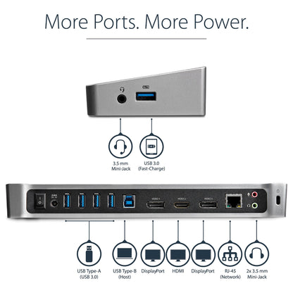 D StarTech Triple-Video Laptop Dockingstation - USB 3.0 - Docking Station