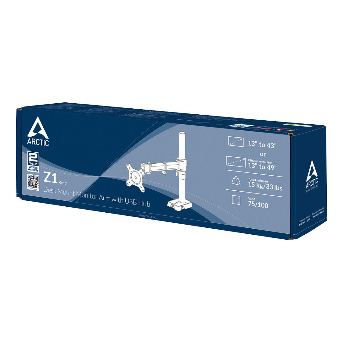 Tischhalterung für 1 Monitor bis 109cm 43" 15KG ARCTIC Z1 (Gen3)