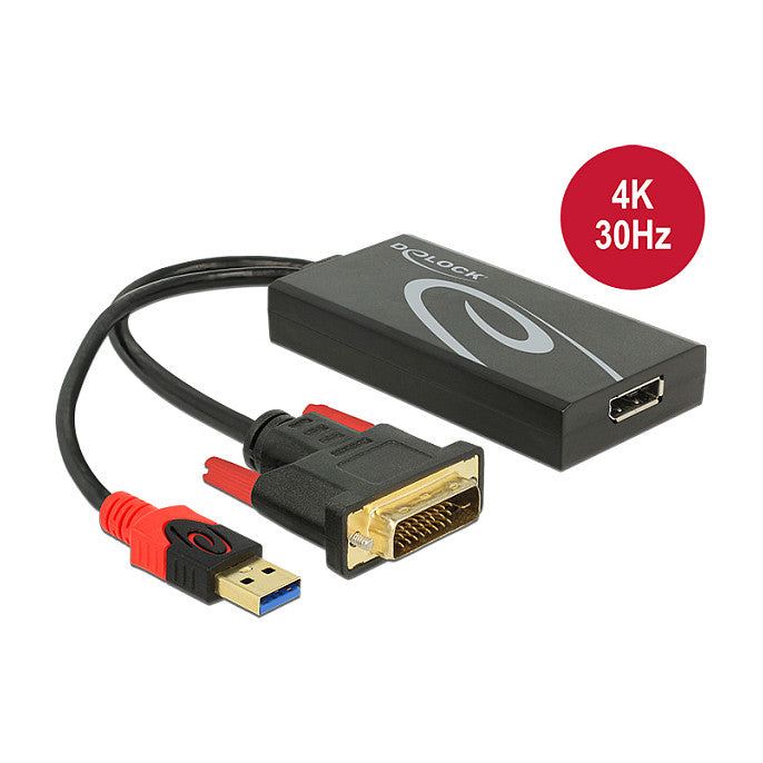 DELOCK Adapter DVI Stecker > Displayport 1.2 Buchse schwarz