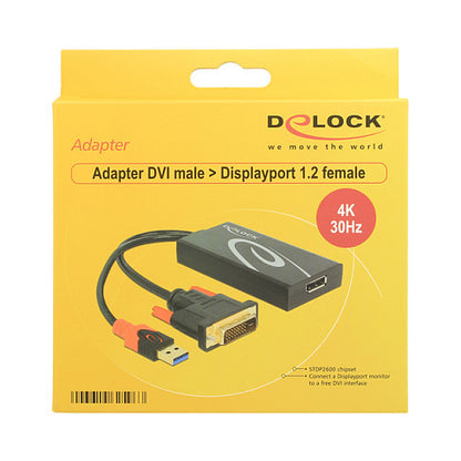 DELOCK Adapter DVI Stecker > Displayport 1.2 Buchse schwarz