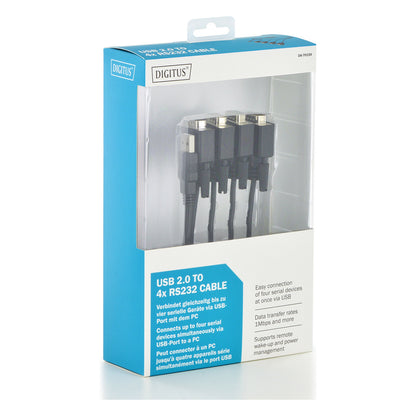 DIGITUS USB 2.0 Anschlusskabel 2.0 -4x RS232 Kabel 1.5m, sw
