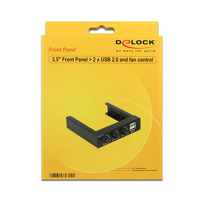Delock 3.5" Front Panel > 2 x USB 2.0 and fan control - Anschlüsse am vorderen Bedienfeld des Speicherschachts - USB 2.0 x 2