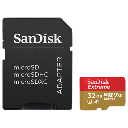 CARD 32GB Sandisk Extreme MicroSDHC 100MB/s for action cams/drones +Adapter