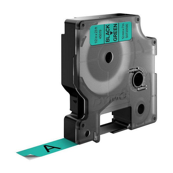 Dymo LabelWriter - D1 Etiketten Selbstklebend - 12 mm x 7 m - Schwarz auf Grün - (S0720590)