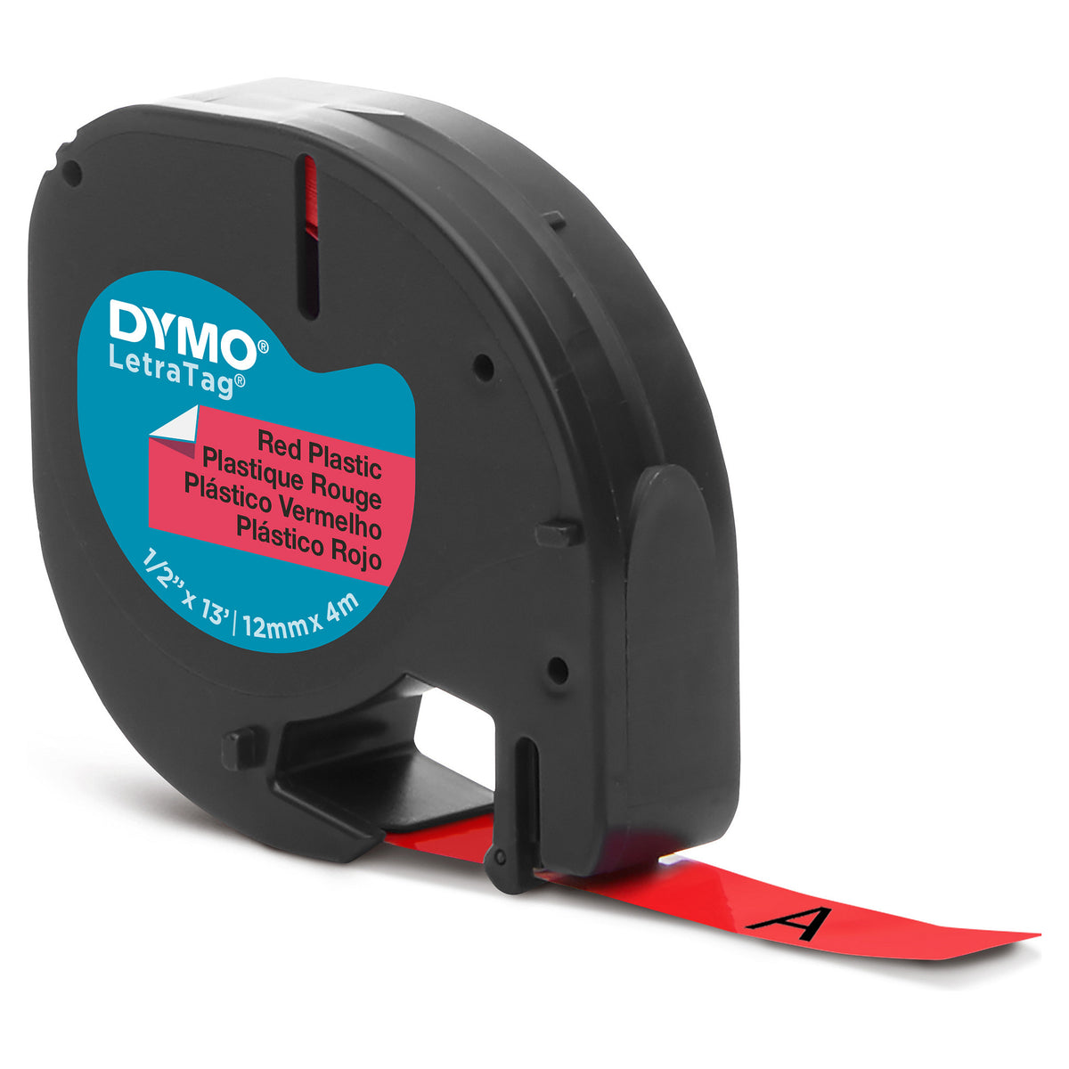 Dymo LabelWriter - LetraTag Kunststoff Etiketten - 12 mm x 4 m - Schwarz auf Rot - (S0721630)