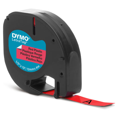 Dymo LabelWriter - LetraTag Kunststoff Etiketten - 12 mm x 4 m - Schwarz auf Rot - (S0721630)