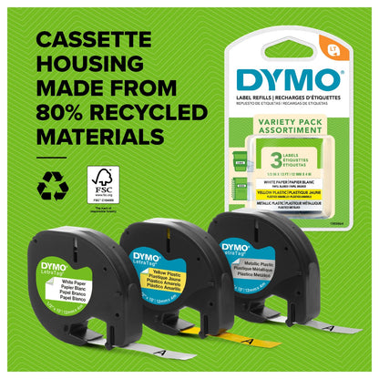 Dymo LabelWriter - LetraTag Kunststoff Etiketten - 12 mm x 4 m - Schwarz auf Grün - (S0721640)