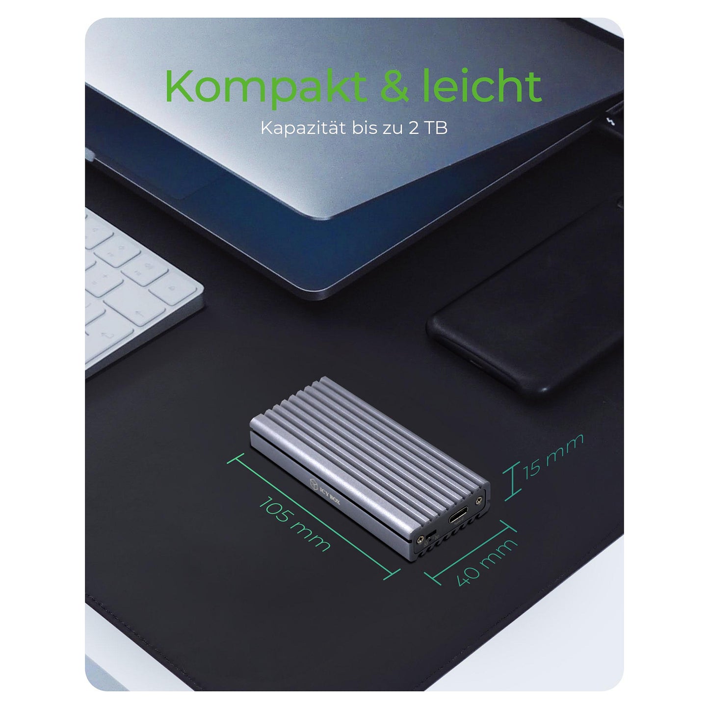 ICY BOX IB-1817M-C31 Externes USB-C 3.1 Gehäuse für M.2 NVMe SSD Aluminium