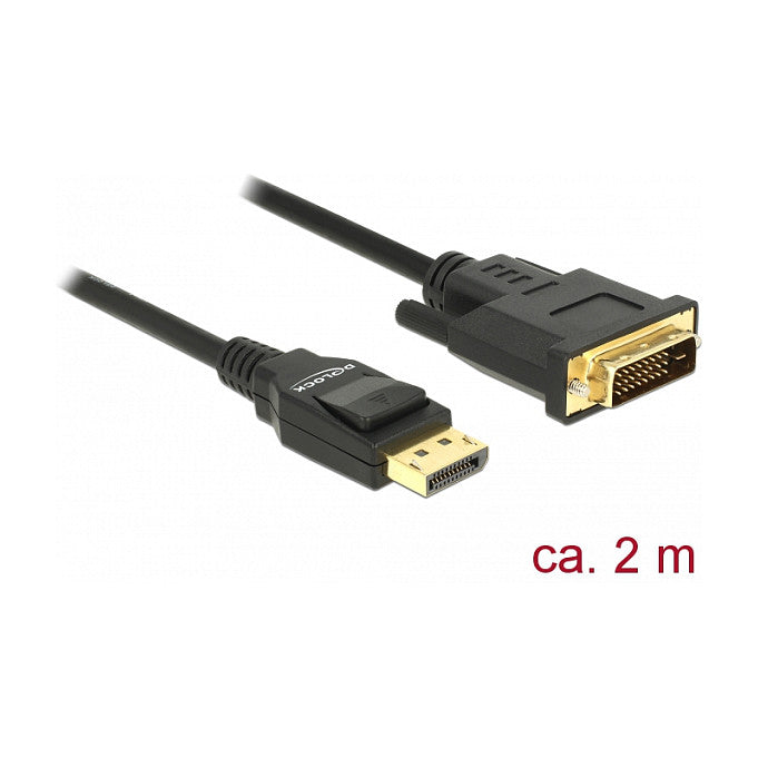 DELOCK Kabel Displayport 1.2 Stecker > DVI 24+1 Stecker Passiv 2 m schwarz