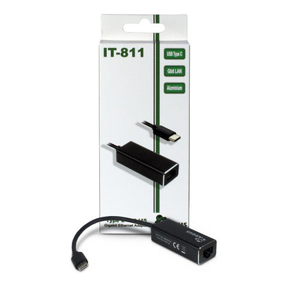 Adapter USB-C > Gigabit Lan RJ45 1000 MBit/s Inter-Tech Black