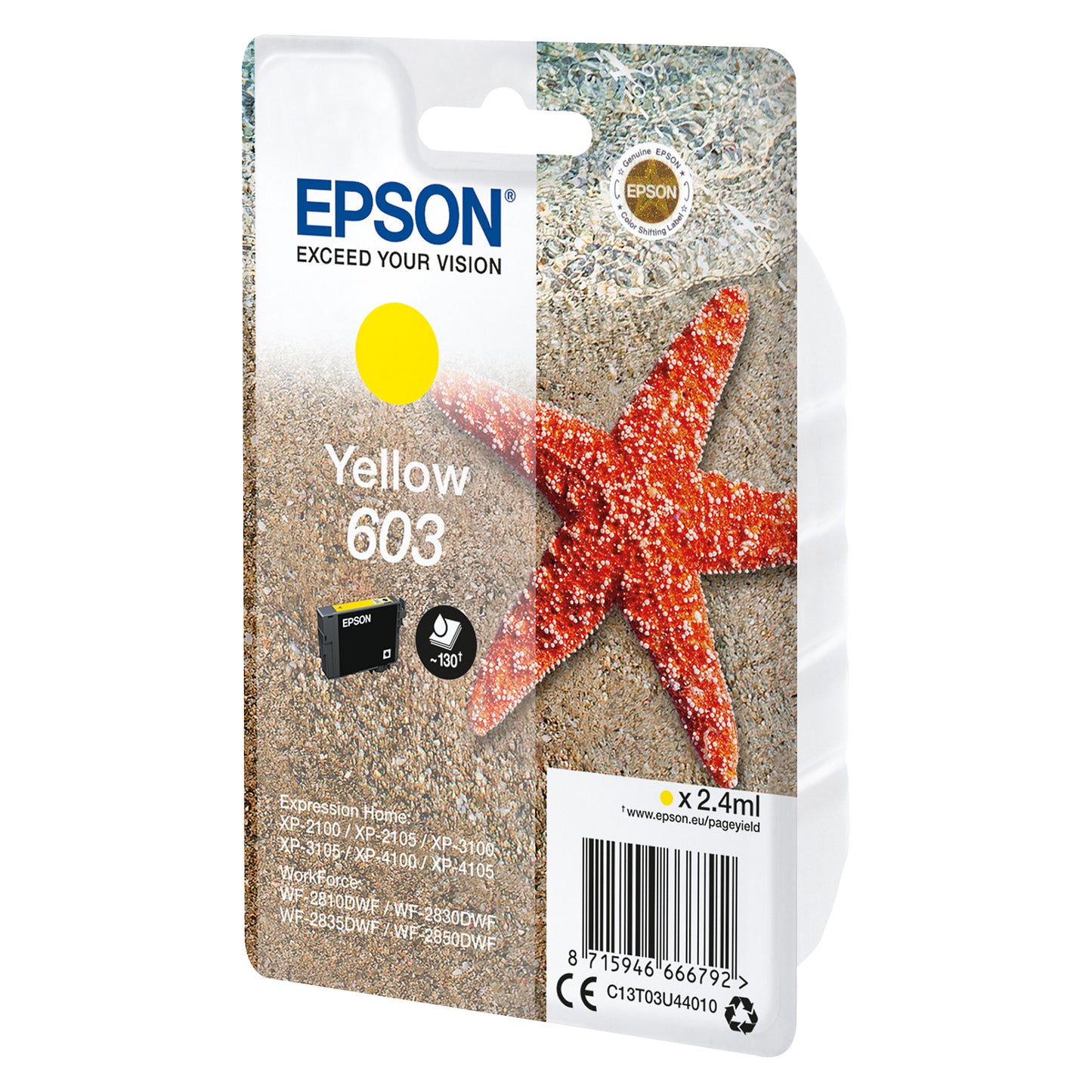 Epson Tinte 603 C13T03U44010 Gelb bis zu 130 Seiten