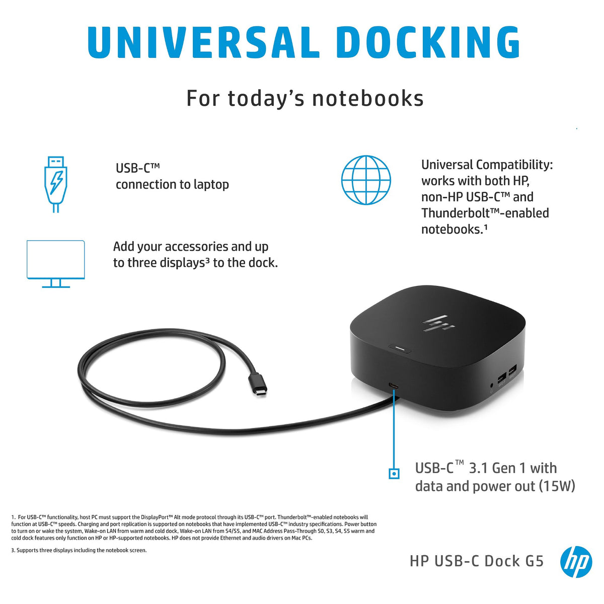 D HP USB-C Dock G5 Schwarz 100W