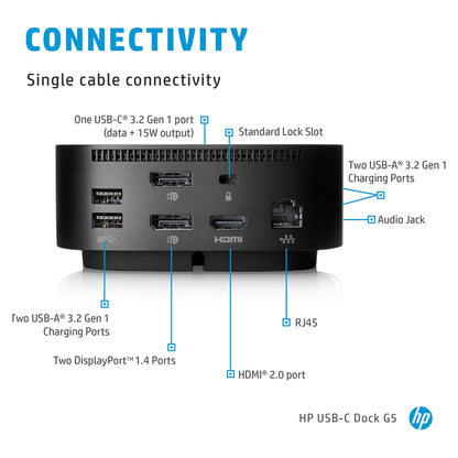 D HP USB-C/A Universal Dock G2 Schwarz 100W