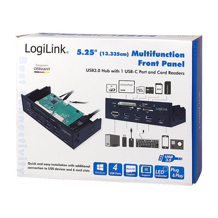 CardReader LogiLink 5.25" Multifunction Front Panel - Kartenleser - USB 3.0