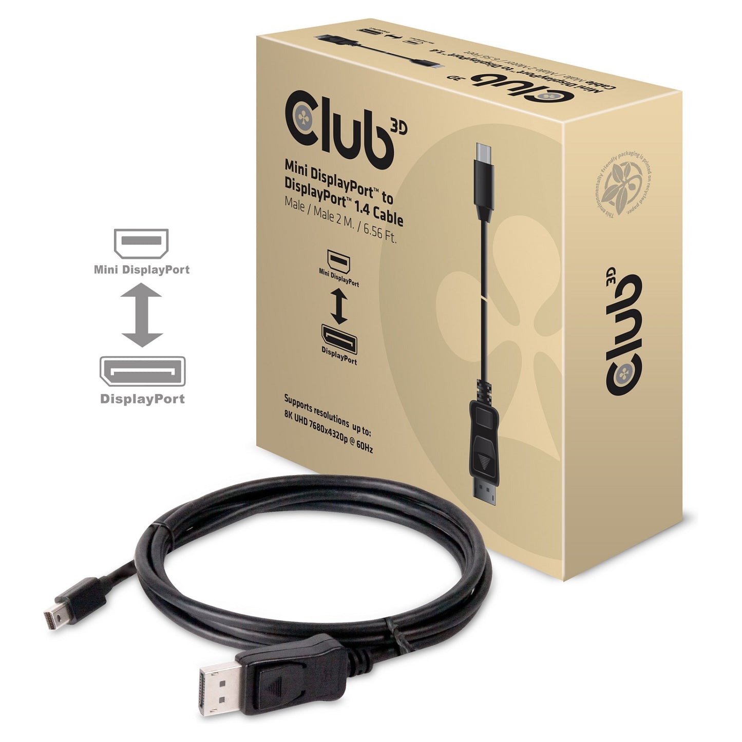 Club3D Kabel MiniDP 1.4 <-> DP 1.4 2m 8K60Hz St/St retail