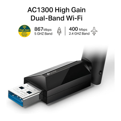 TP-LINK ARCHER T3U PLUS - AC1300 High Gain Dual Band Wi-Fi USB Adapte