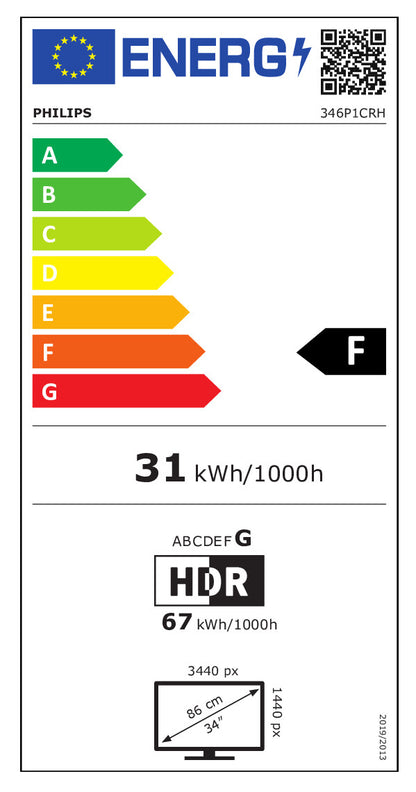 Philips 86.4cm (34.0") 346P1CRH 21:09 HDMI+DP+USB-C VA