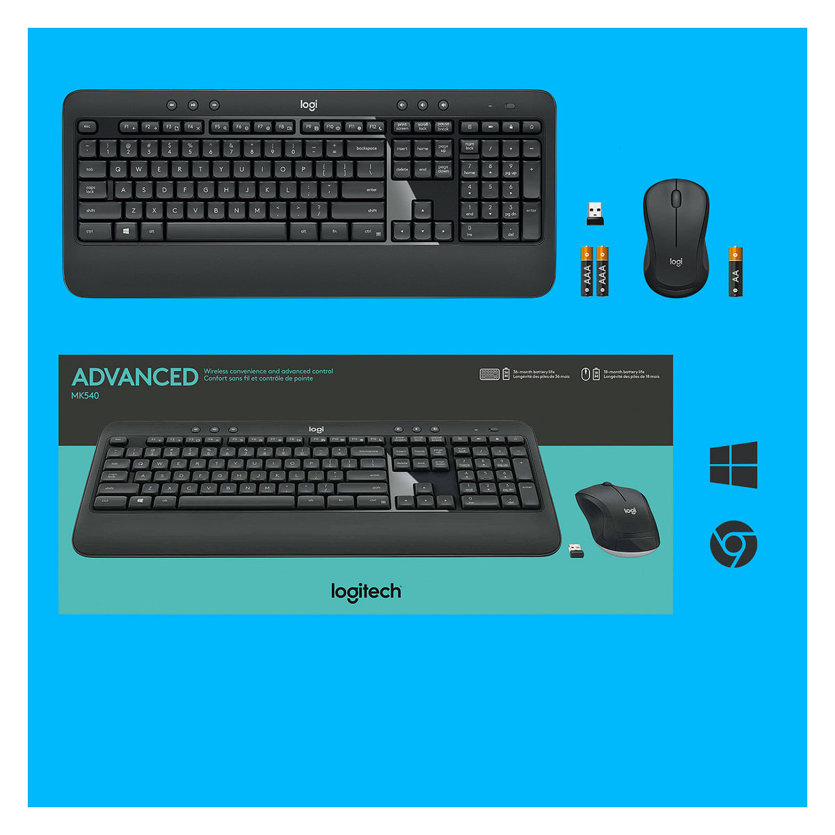 Logitech MK540 Advanced - Tastatur-und-Maus-Set - kabellos - 2.4 GHz - QWERTZ - Deutsch (Schweiz