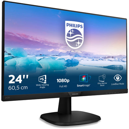 61cm/24'' (1920x1080) Philips V-Line 243V7QJABF 16:9 4ms VGA HDMI DisplayPort VESA Speaker Full HD Black