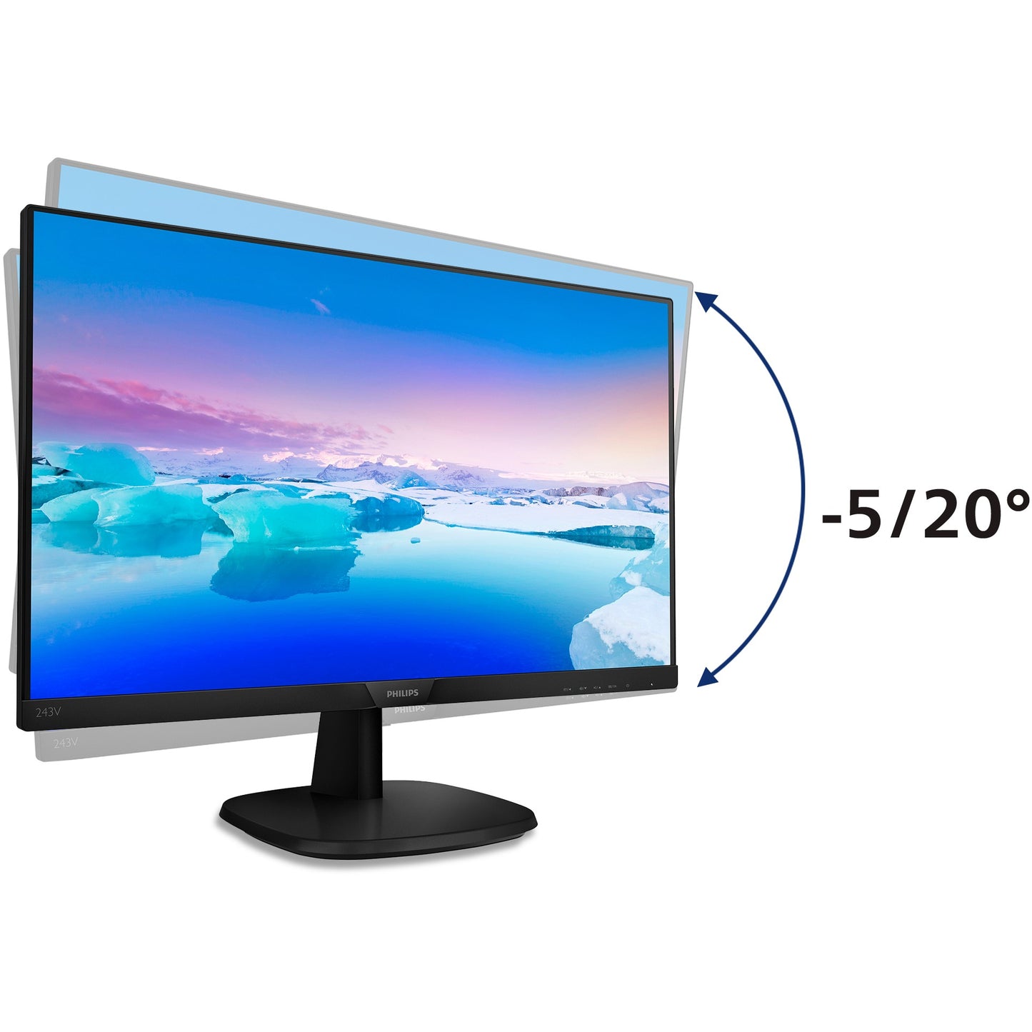 61cm/24'' (1920x1080) Philips V-Line 243V7QJABF 16:9 4ms VGA HDMI DisplayPort VESA Speaker Full HD Black