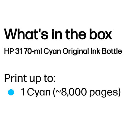 HP 31 Cyan Original Ink Bottle