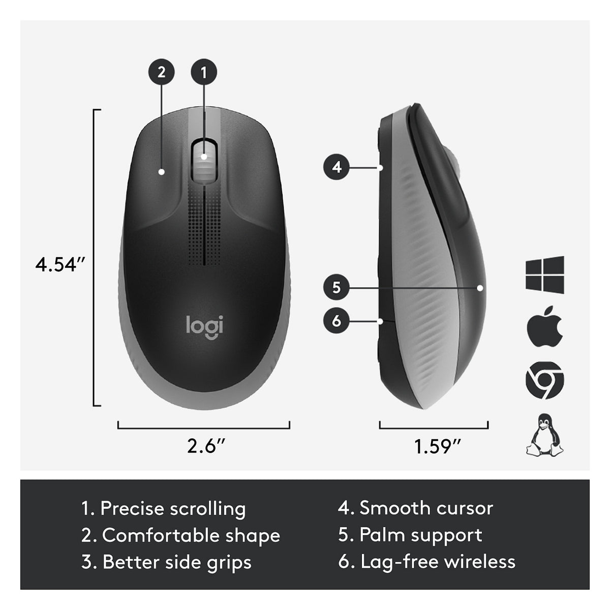 Logitech M190 optisch wireless Grey