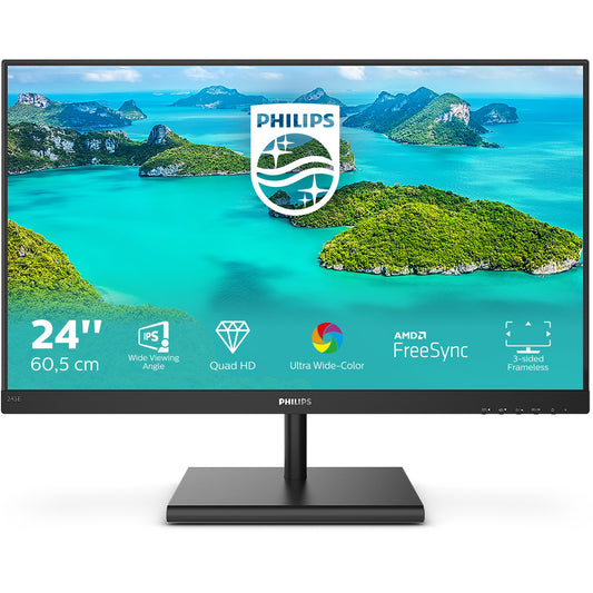 61cm/24" (2560x1440) Philips E-line 245E1S 16:9 QHD IPS 4ms 75Hz HDMI VGA DP Black