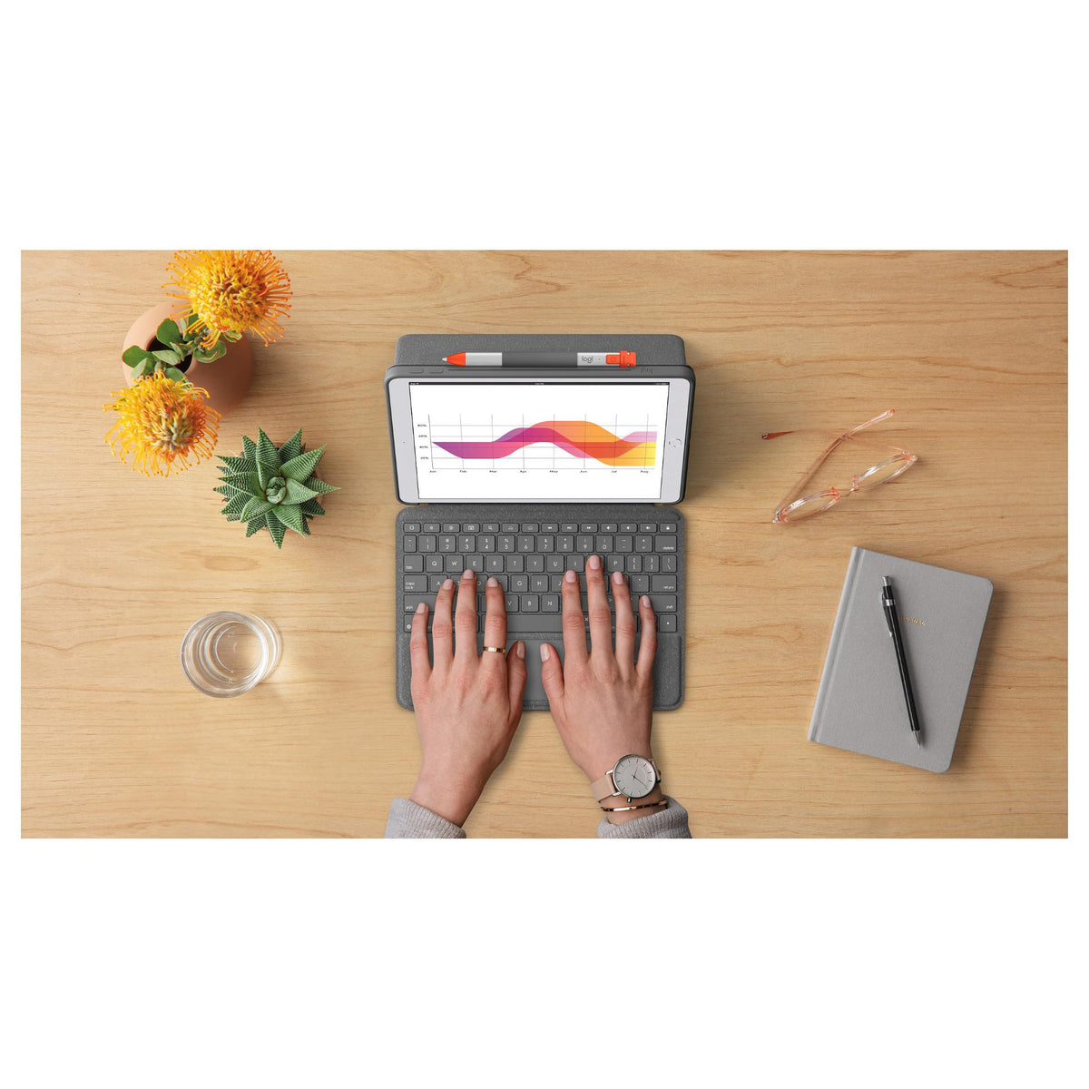 Logitech Combo Touch Tastatur Trackpad Apple iPad 10.2-10.5' (7. /8.Gen.) Gray