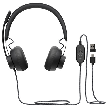 Logitech Headset Zone Wired MSFT Teams on Ear kanbelgebunden USB-C Gray