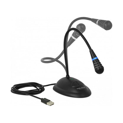 Broadcast Delock USB Schwanenhals Mikrofon mit Standfuß und Mute + On / Off Taste