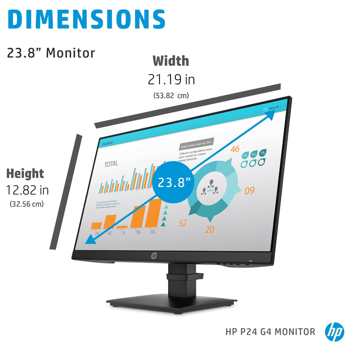 60,5cm/23,8'' (1920x1080) HP P24 G4 16:9 5ms HDMI DisplayPort VGA VESA Full HD Black