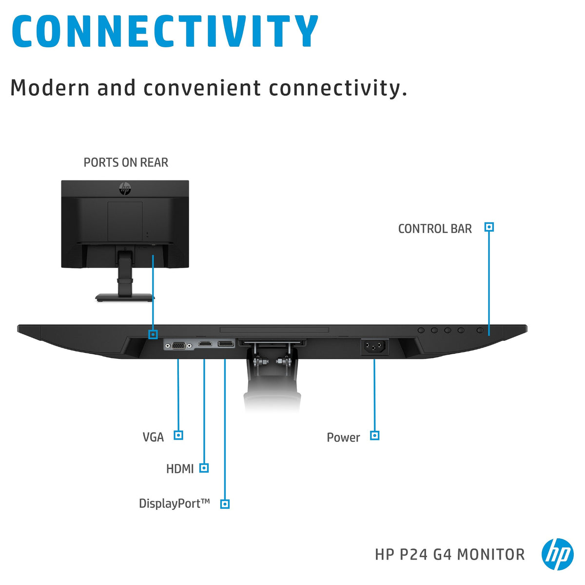 60,5cm/23,8'' (1920x1080) HP P24 G4 16:9 5ms HDMI DisplayPort VGA VESA Full HD Black