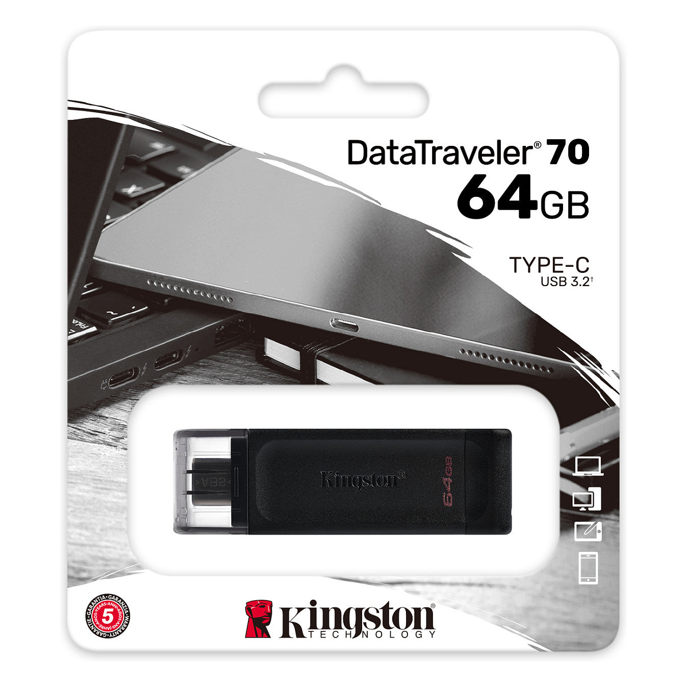 STICK 64GB USB-C 3.2 Kingston DataTraveler 70 Black