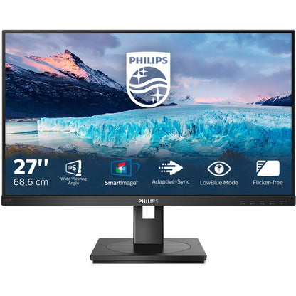 68,6cm/27'' (1920x1080) Philips S-line 272S1AE 16:9 4ms HDMI DVI-D VGA DisplayPort VESA Pivot Lautsprecher Full HD Schwarz