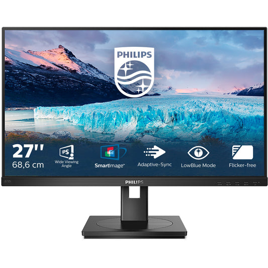 68,6cm/27'' (1920x1080) Philips S-line 272S1AE 16:9 4ms HDMI DVI-D VGA DisplayPort VESA Pivot Lautsprecher Full HD Schwarz