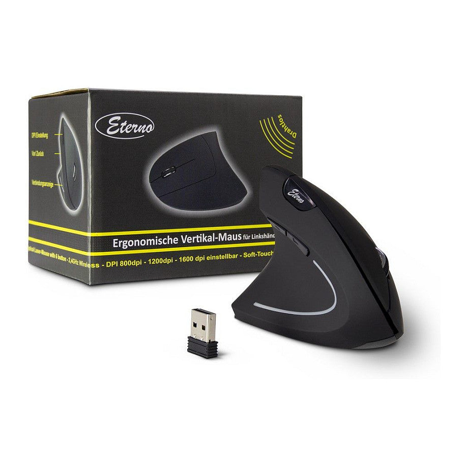 Inter-Tech AC KM-206L Maus Vertikal, ergonomisch für Linkshänder, 6 Tasten, Wireless