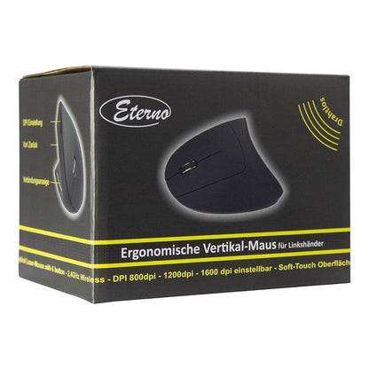 Inter-Tech AC KM-206L Maus Vertikal, ergonomisch für Linkshänder, 6 Tasten, Wireless