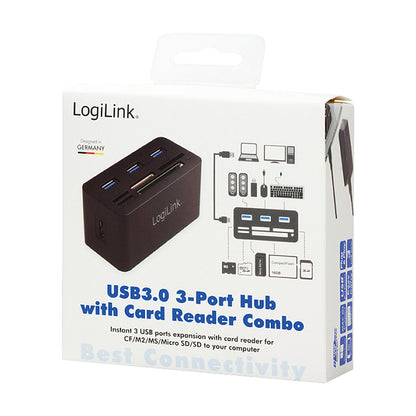 LogiLink CR0042 USB 3.0 HUB 3-Port 3x USB 3.0; All-in-One Kartenleser