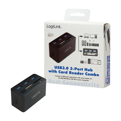 LogiLink CR0042 USB 3.0 HUB 3-Port 3x USB 3.0; All-in-One Kartenleser