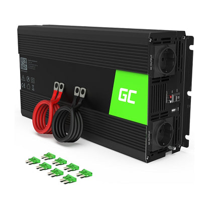 Green Cell KFZ Spannungswandler Power Inverter 12V > 230V 1500W Black
